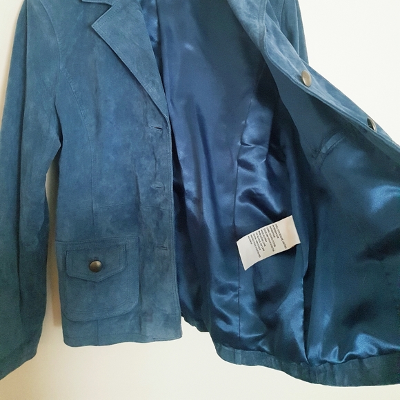 Vtg Guillaume Blue Suede Jacket - Picture 3 of 4